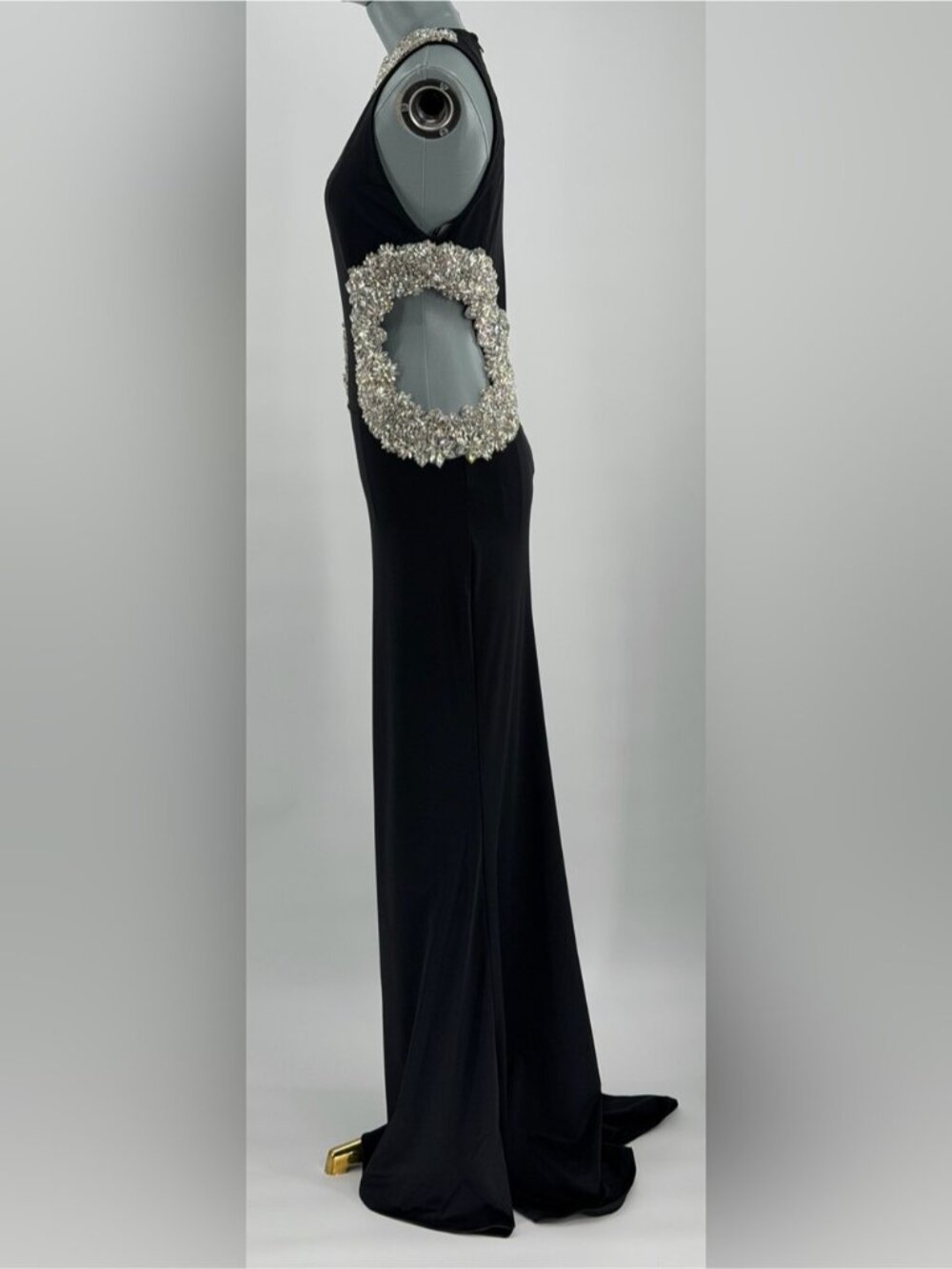 🆕 BRONX & BANCO 🧿 NWOT Camila Rhinestone Cut-Out Gown, Black - Sz L US 8 - Picture 6 of 15